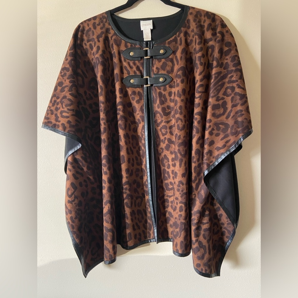 Chico's Brown Leopard Print Cape